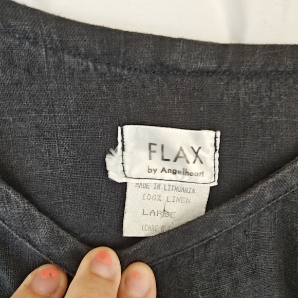 FLAX By Angelheart Vintage Linen Black Long Sleeve T-Shirt Size Large Women's - Picture 5 of 12